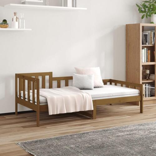 Daybed 90x200 cm massivt fyrretræ gyldenbrun