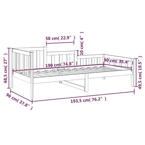 Daybed 90x190 cm massivt fyrretræ