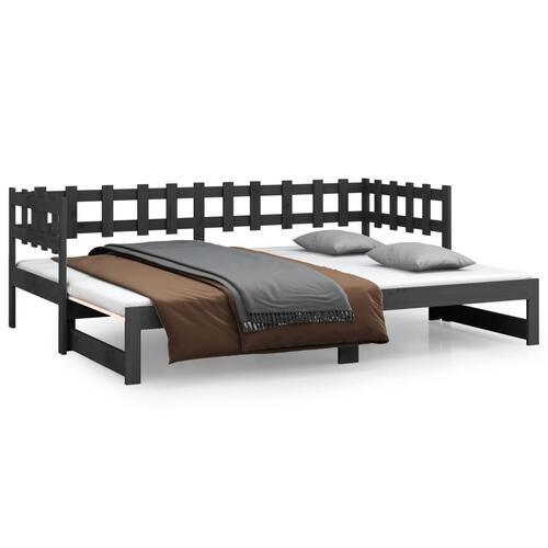 Daybed med udtræk 2x(90x200) cm massivt fyrretræ grå