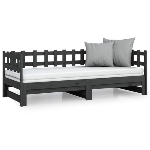 Daybed med udtræk 2x(90x200) cm massivt fyrretræ grå
