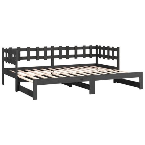 Daybed med udtræk 2x(90x200) cm massivt fyrretræ grå