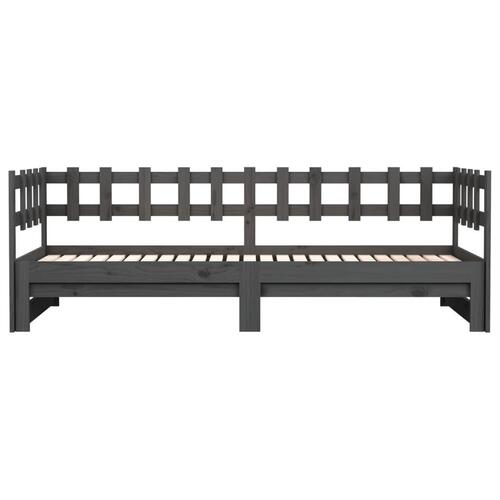 Daybed med udtræk 2x(90x200) cm massivt fyrretræ grå