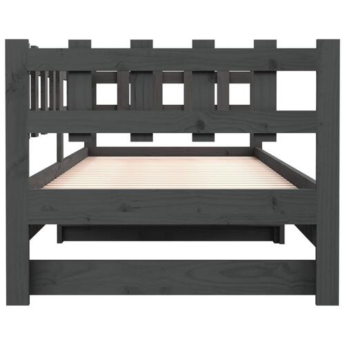 Daybed med udtræk 2x(90x200) cm massivt fyrretræ grå