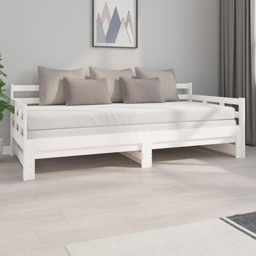 Daybed med udtræk 2x(90x200) cm massivt fyrretræ hvid
