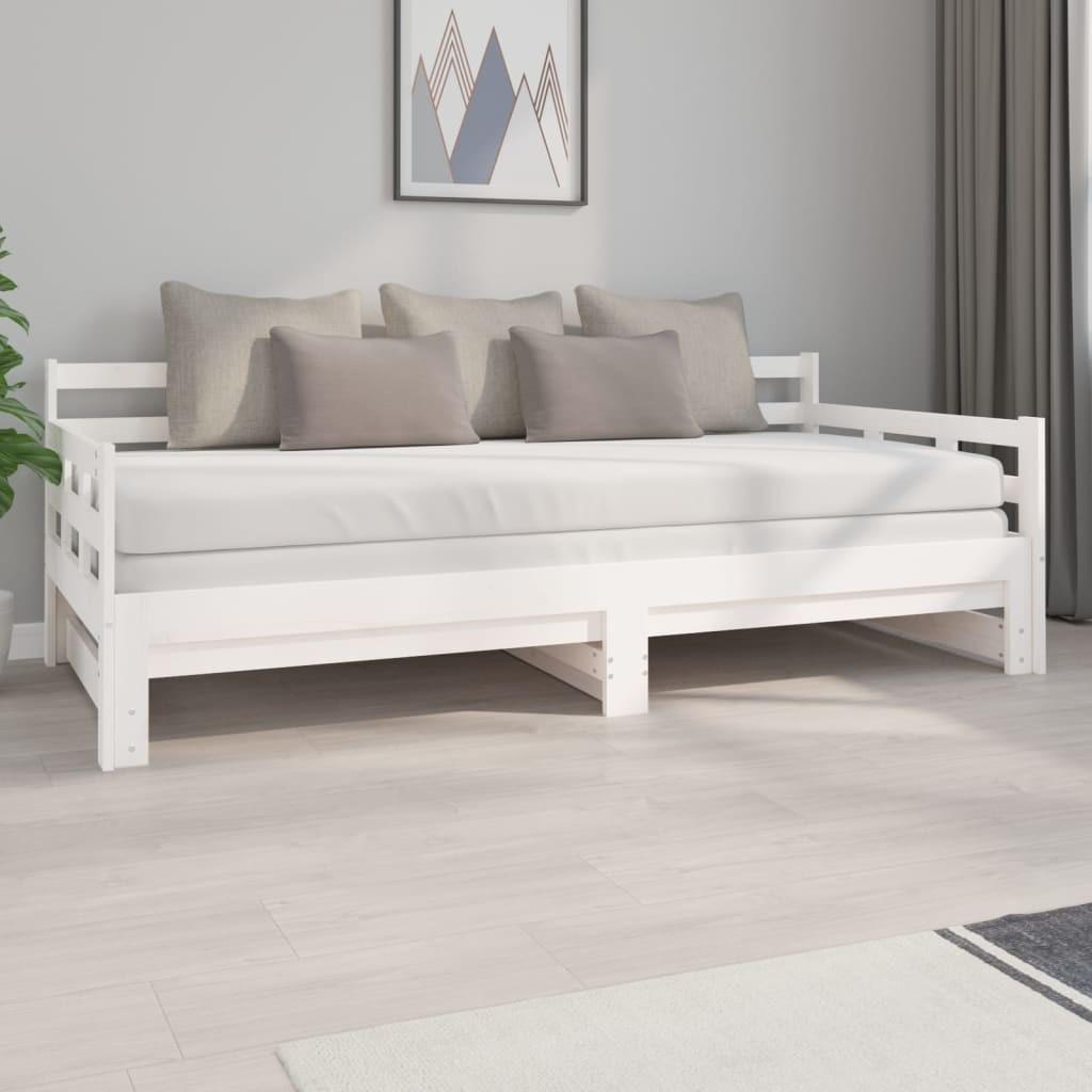 Daybed med udtræk 2x(90x200) cm massivt fyrretræ hvid