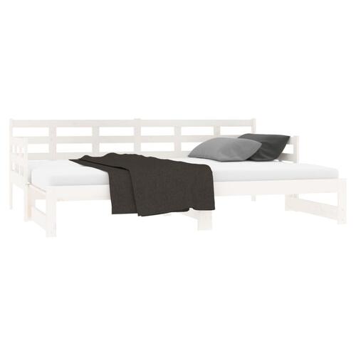 Daybed med udtræk 2x(90x200) cm massivt fyrretræ hvid