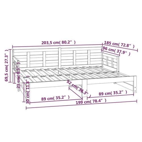 Daybed med udtræk 2x(90x200) cm massivt fyrretræ hvid