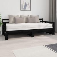 Daybed med udtræk 2x(90x200) cm massivt fyrretræ sort