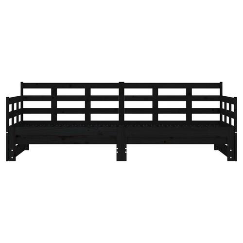 Daybed med udtræk 2x(90x200) cm massivt fyrretræ sort