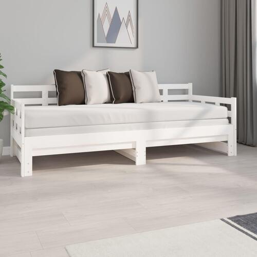 Daybed med udtræk 2x(80x200) cm massivt fyrretræ hvid