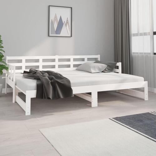 Daybed med udtræk 2x(80x200) cm massivt fyrretræ hvid