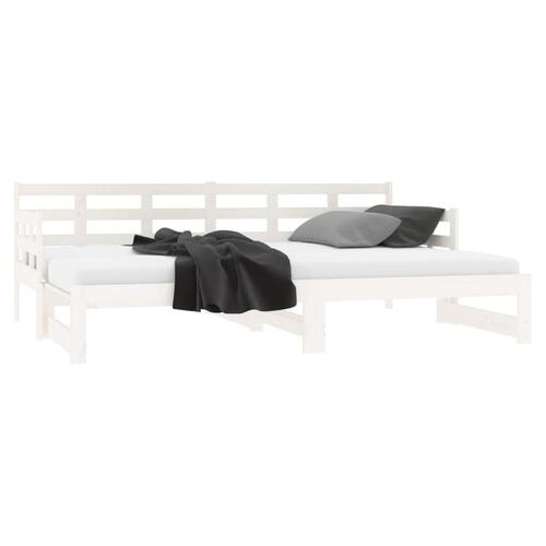 Daybed med udtræk 2x(80x200) cm massivt fyrretræ hvid