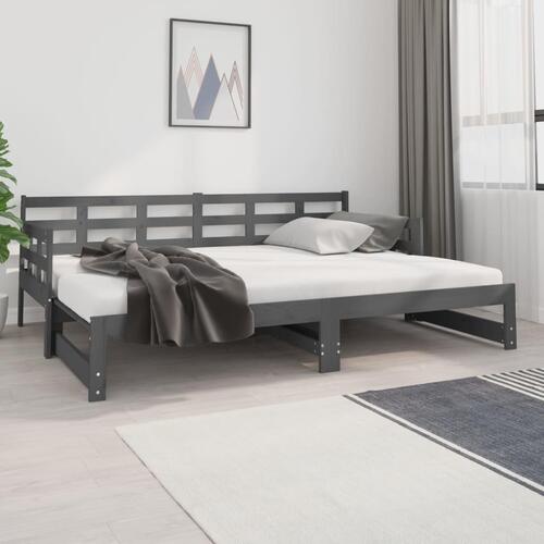 Daybed med udtræk 2x(80x200) cm massivt fyrretræ grå