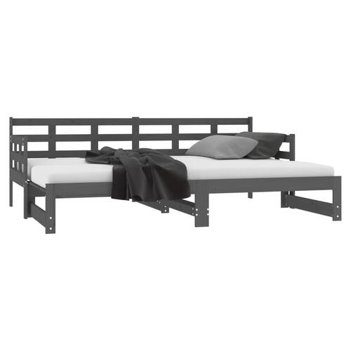 Daybed med udtræk 2x(80x200) cm massivt fyrretræ grå