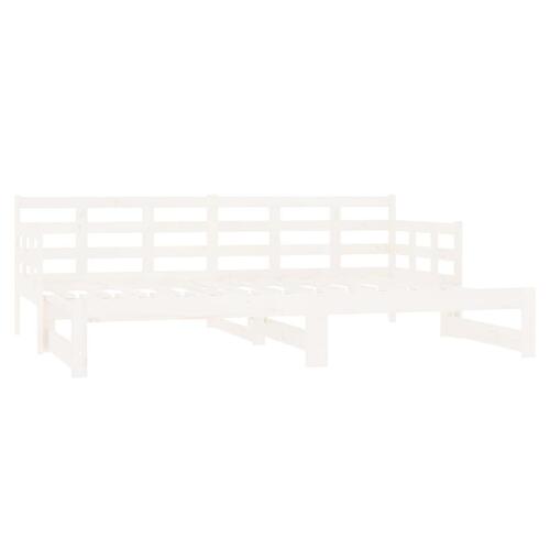 Daybed med udtræk 2x(90x190) cm massivt fyrretræ hvid