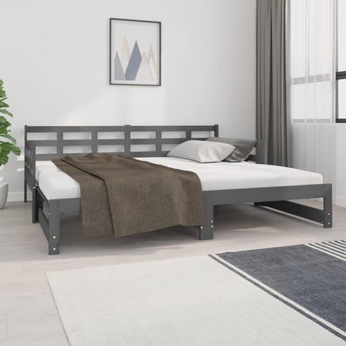 Daybed med udtræk 2x(90x190) cm massivt fyrretræ grå