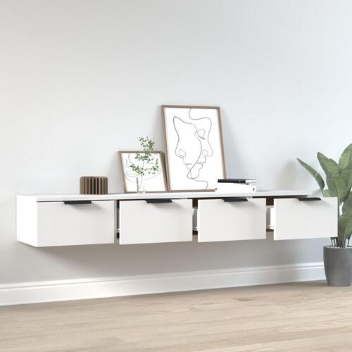 Vægskabe 2 stk. 68x30x20 cm konstrueret træ hvid