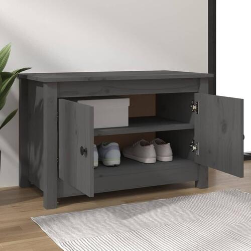 Skobænk 70x38x45,5 cm massivt fyrretræ grå