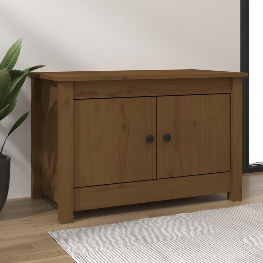 Skobænk 70x38x45,5 cm massivt fyrretræ gyldenbrun