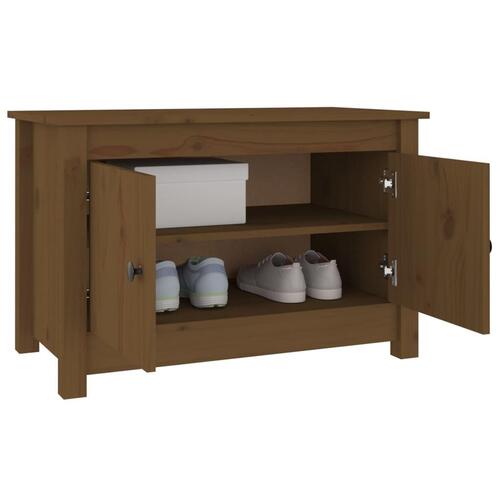 Skobænk 70x38x45,5 cm massivt fyrretræ gyldenbrun