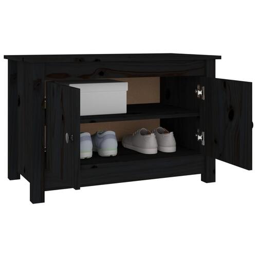 Skobænk 70x38x45,5 cm massivt fyrretræ sort