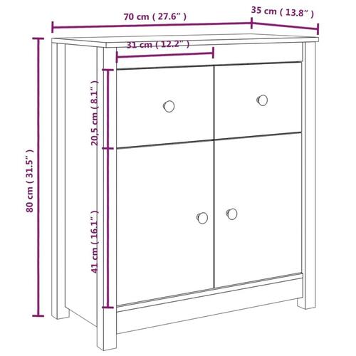 Skænk 70x35x80 cm massivt fyrretræ sort