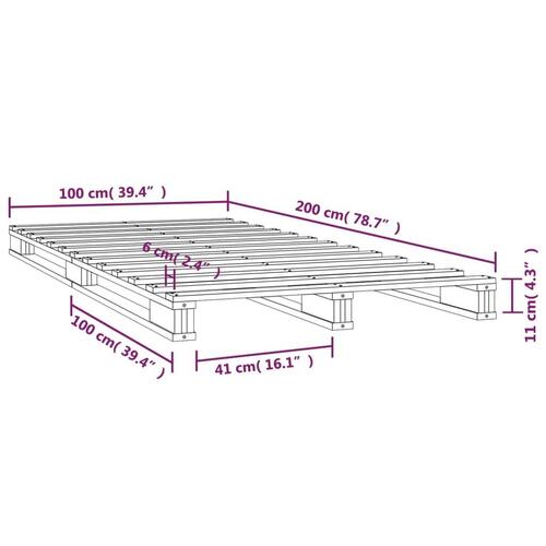 Palleseng 100x200 cm massivt fyrretræ grå