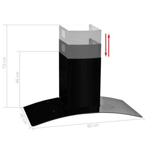 Vægmonteret emhætte rustfrit stål 756 m³/t. 90 cm sort