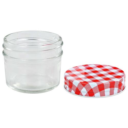 Syltetøjsglas 24 stk. med hvide og røde låg 110 ml