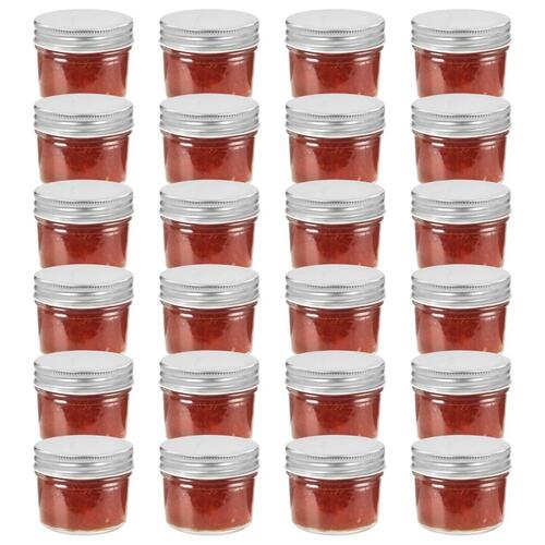 Syltetøjsglas 24 stk. med sølvfarvet låg 110 ml