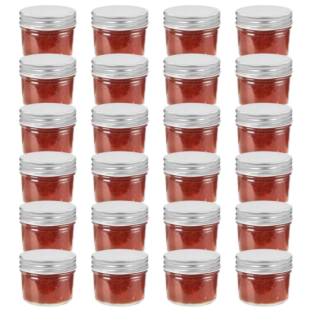 Syltetøjsglas 24 stk. med sølvfarvet låg 110 ml