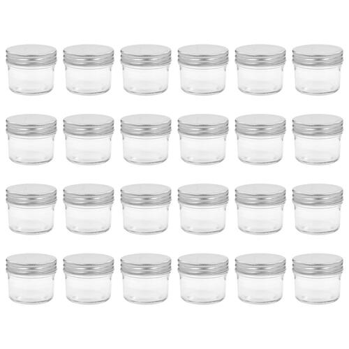 Syltetøjsglas 24 stk. med sølvfarvet låg 110 ml