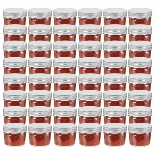 Syltetøjsglas 48 stk. med sølvfarvet låg 110 ml