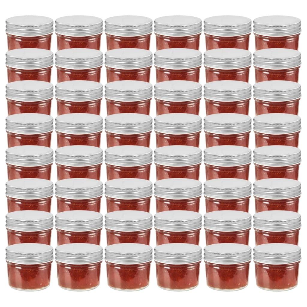 Syltetøjsglas 48 stk. med sølvfarvet låg 110 ml