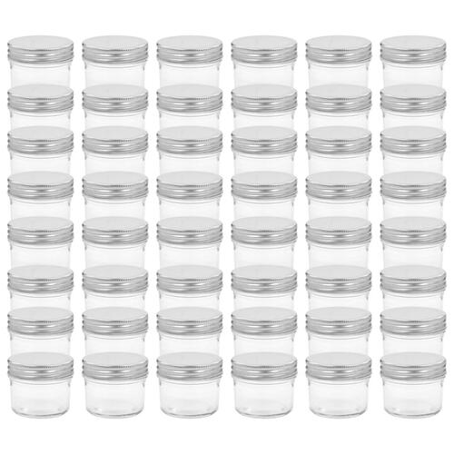 Syltetøjsglas 48 stk. med sølvfarvet låg 110 ml