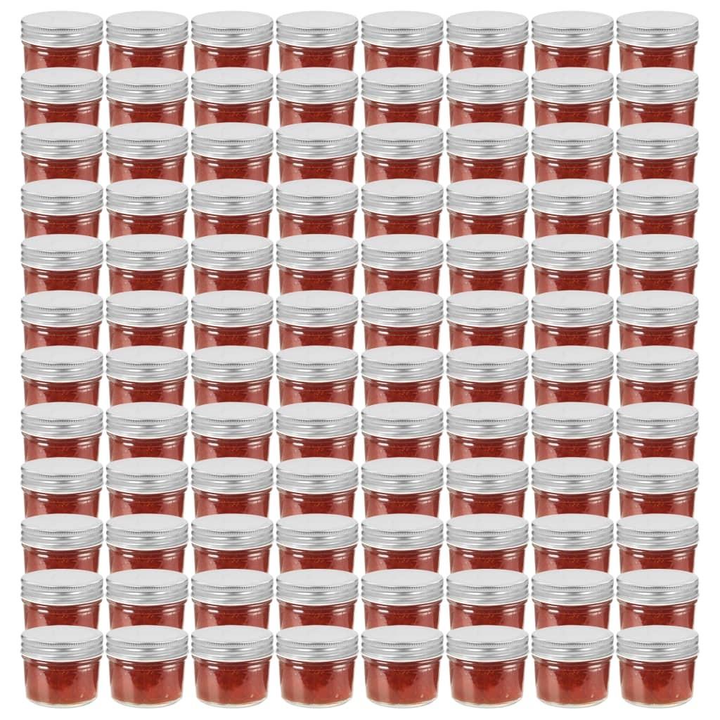 Syltetøjsglas 96 stk. med sølvfarvet låg 110 ml