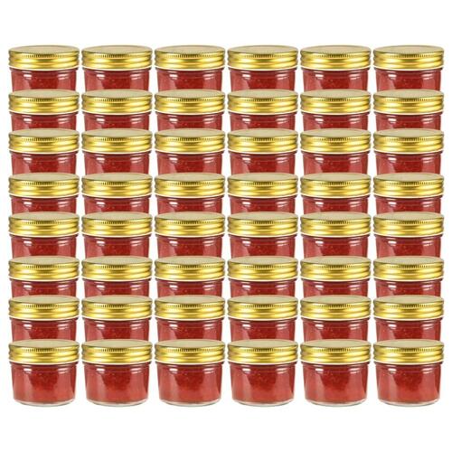 Syltetøjsglas 48 stk. med guldfarvet låg 110 ml
