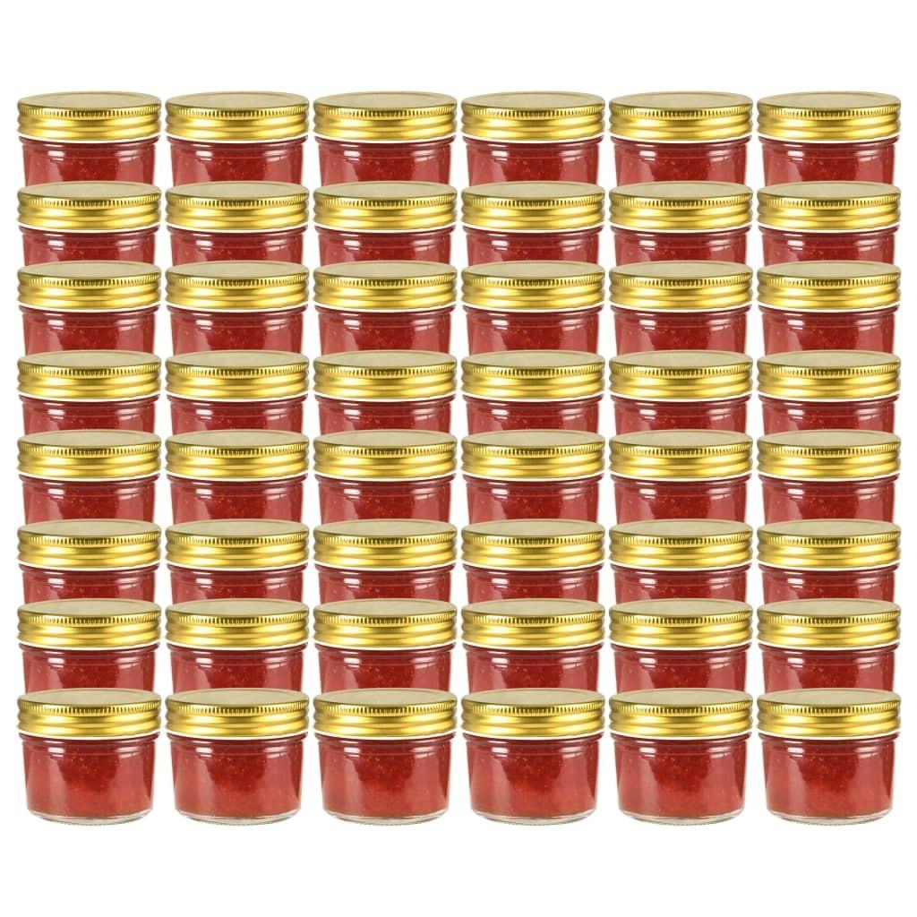 Syltetøjsglas 48 stk. med guldfarvet låg 110 ml