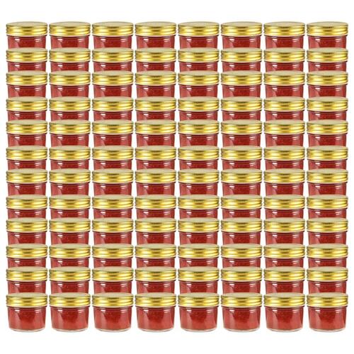 Syltetøjsglas 96 stk. med guldfarvet låg 110 ml