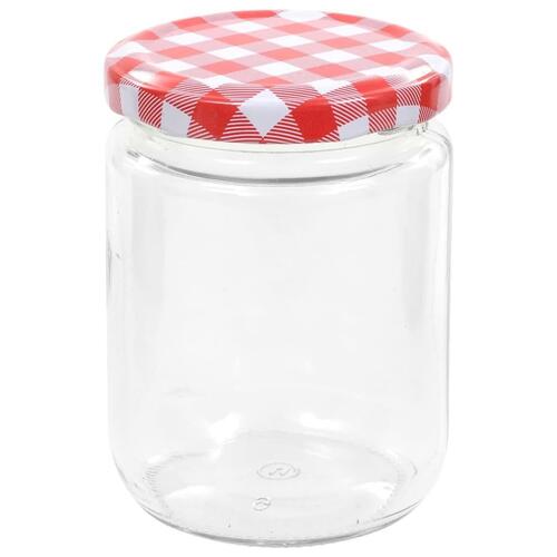 Syltetøjsglas 96 stk. med hvide og røde låg 230 ml