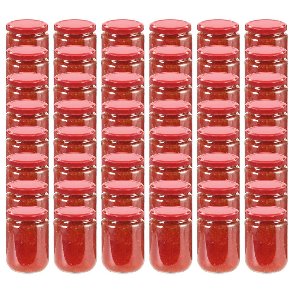 Syltetøjsglas 48 stk. med røde låg 230 ml