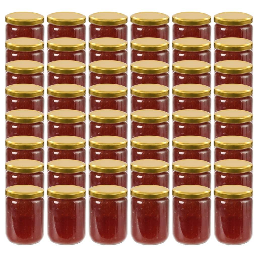Syltetøjsglas 48 stk. med guldfarvet låg 230 ml