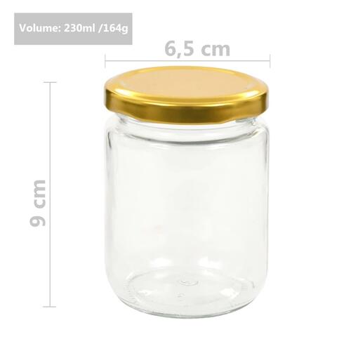 Syltetøjsglas 96 stk. med guldfarvet låg 230 ml