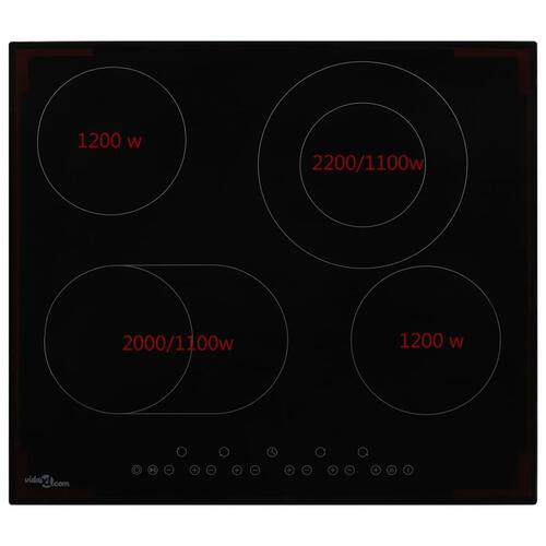 Keramisk kogeplade med 4 varmezoner touch-panel 6600 W