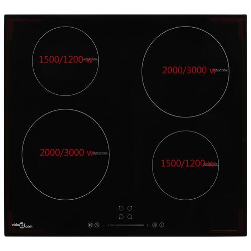 Induktionskogeplade med 4 brændere Touch Control glas 7000 W