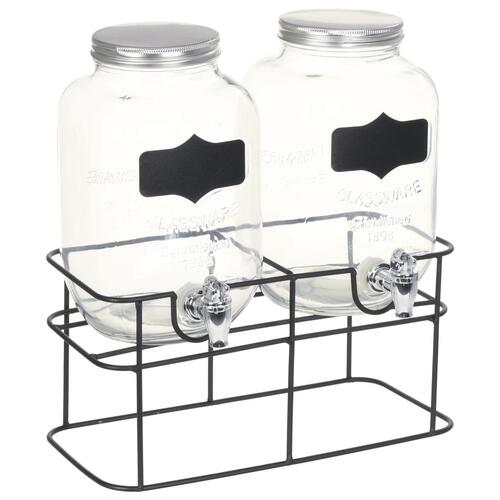 Drikkevaredispensersæt 2 stk. med stativ 2 x 4 l glas