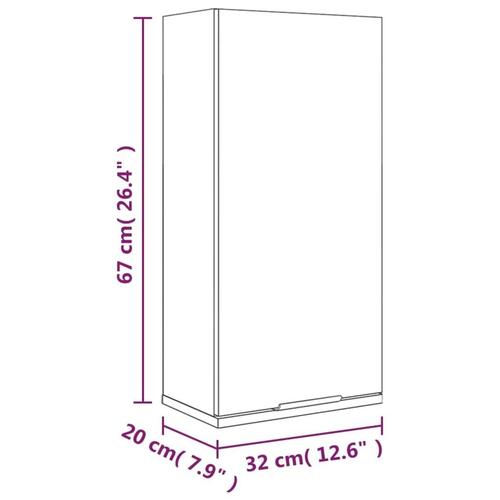 Væghængt badeværelsesskab 32x20x67 cm røget egetræsfinish