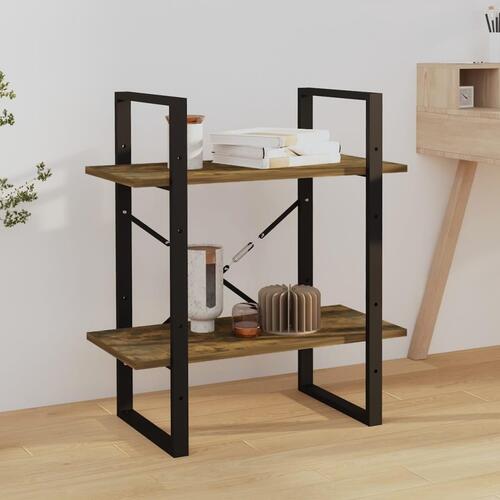 Bogreol m. 2 hylder 60x30x70 cm konstrueret træ røget egetræ