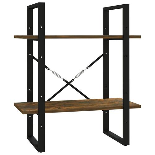 Bogreol m. 2 hylder 60x30x70 cm konstrueret træ røget egetræ