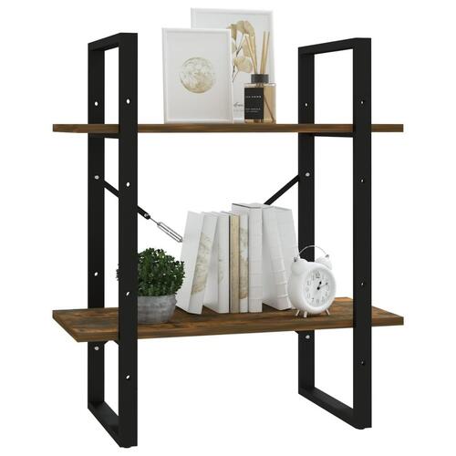 Bogreol m. 2 hylder 60x30x70 cm konstrueret træ røget egetræ